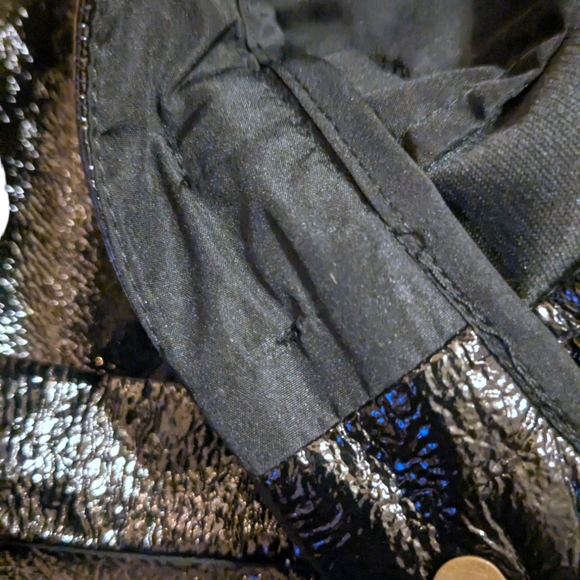 WHO WHAT WEAR Black High Tie Waist Textured Vinyl Straight Trouser Pants - 8 - Picture 12 of 16